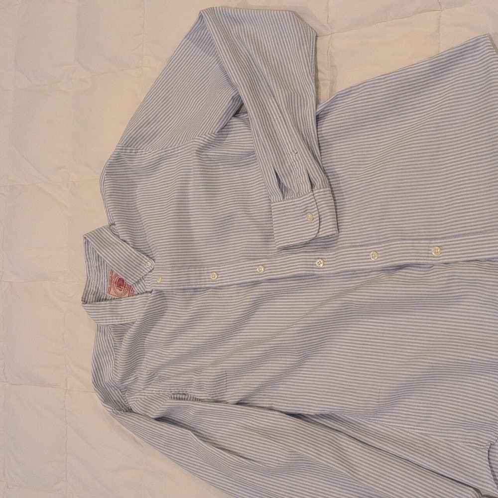 Men's Blue Striped Casual Button Down Shirt